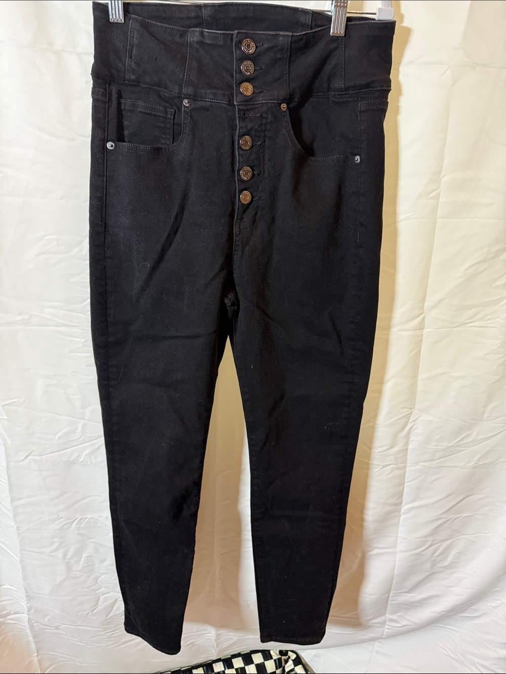 Veronica Beard High-Rise Black Button-Front Jeans